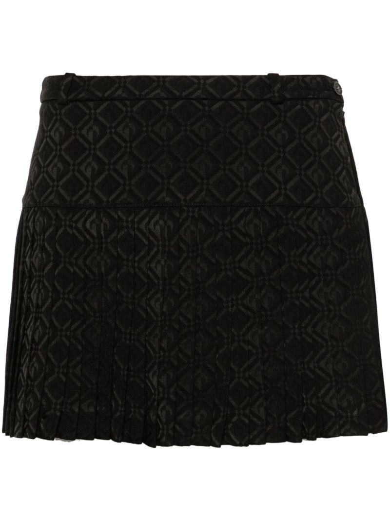 Moon Diamond-jacquard Pleated Mini Skirt