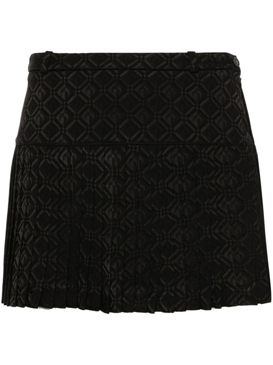 Moon Diamond-jacquard Pleated Mini Skirt