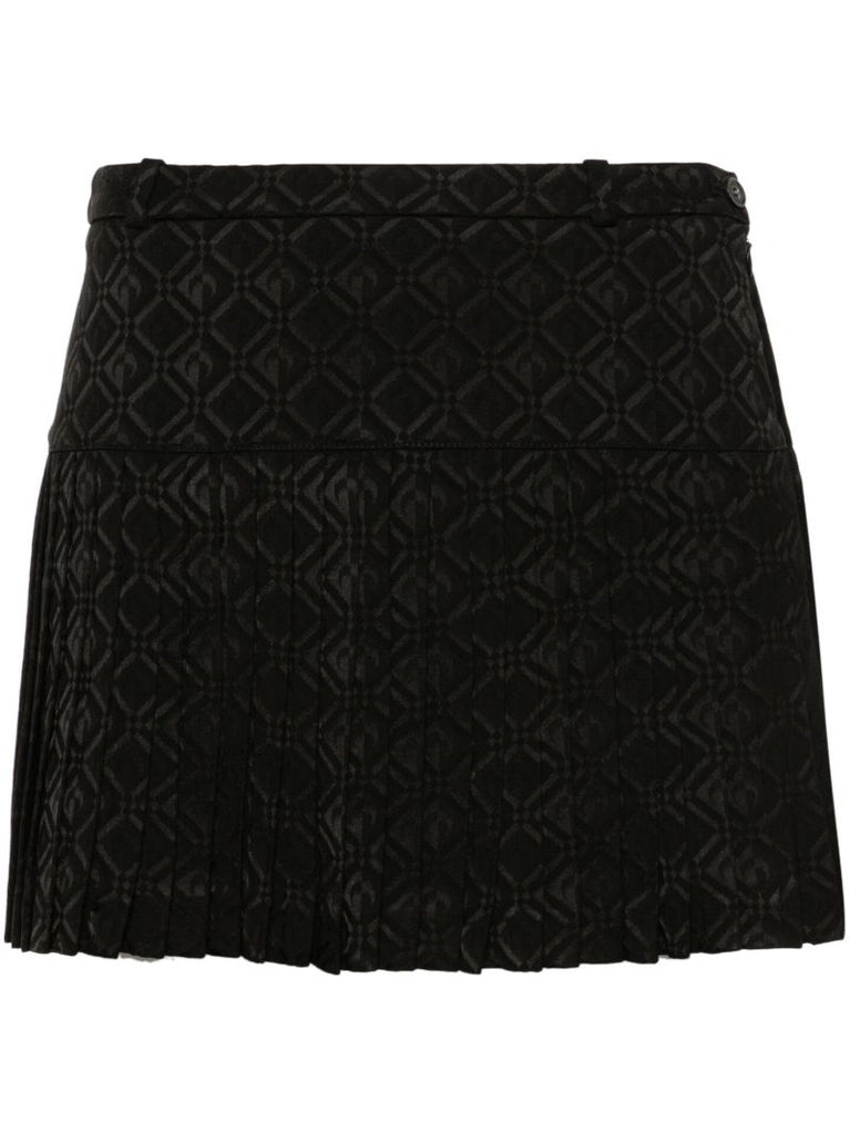 Moon Diamond-jacquard Pleated Mini Skirt