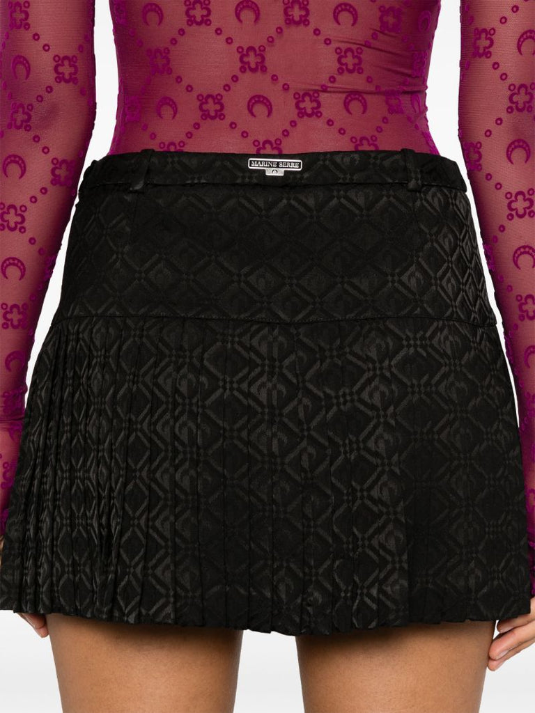 Moon Diamond-jacquard Pleated Mini Skirt