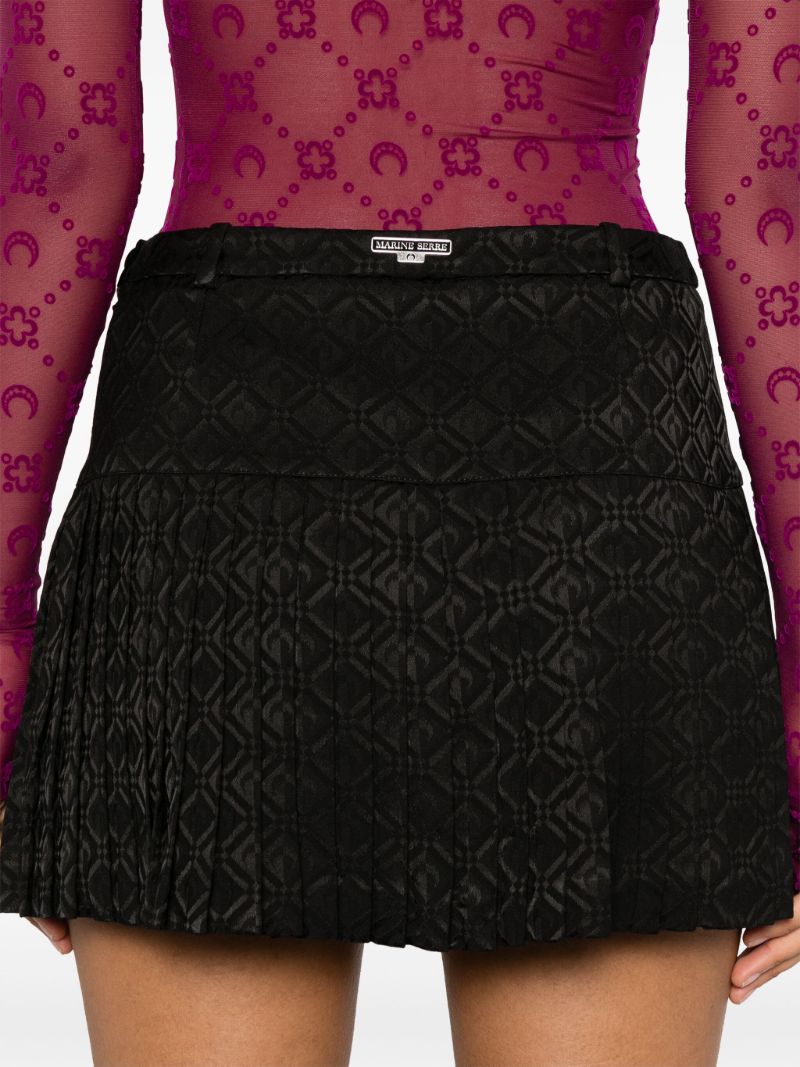 Moon Diamond-jacquard Pleated Mini Skirt