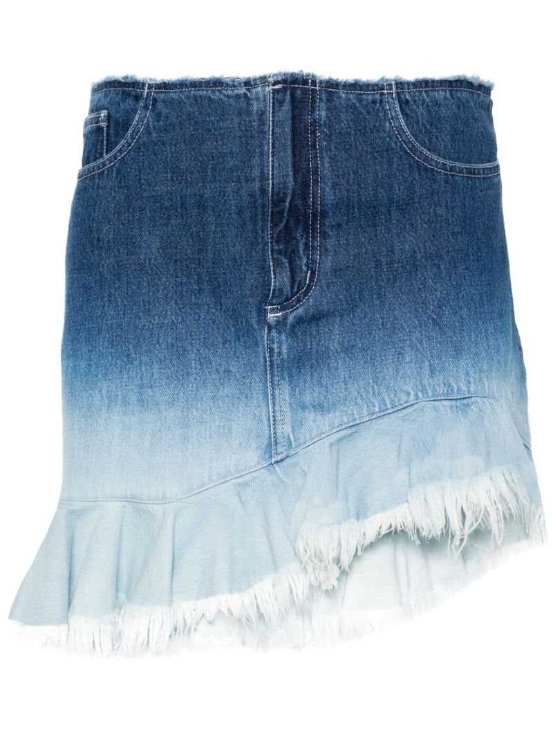 Blue OmbrÃ_x0083_Â© Asymmetric Denim Skirt