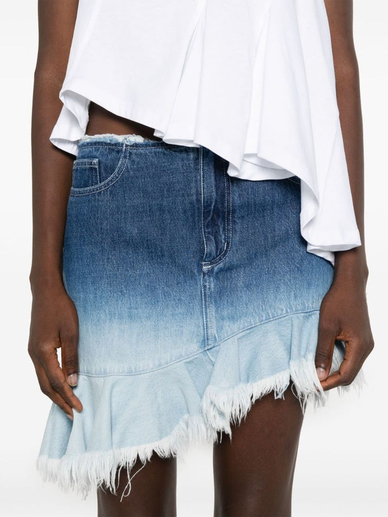Blue OmbrÃ_x0083_Â© Asymmetric Denim Skirt