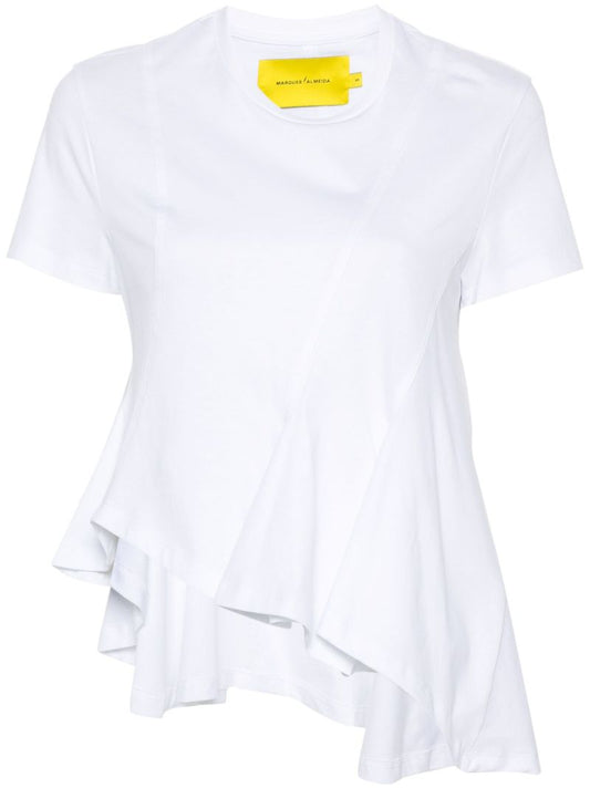 White Asymmetric Cotton T-shirt