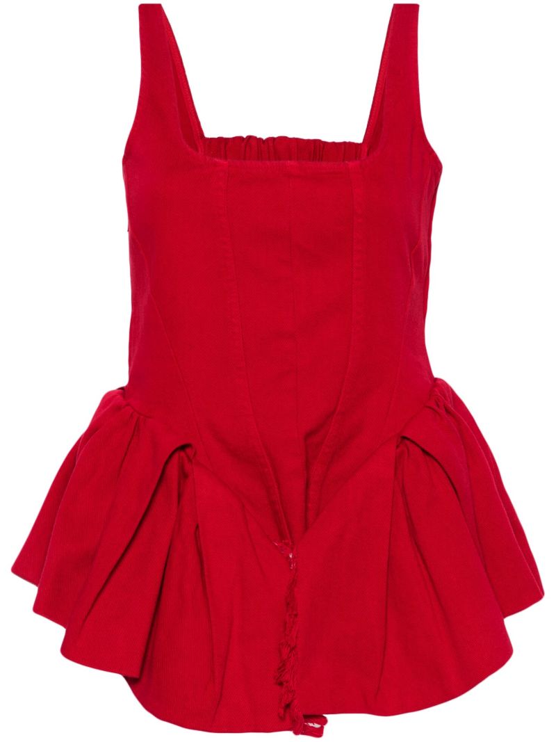 Red Cotton Peplum Corset