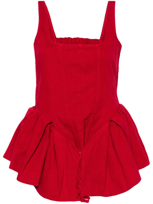 Red Cotton Peplum Corset