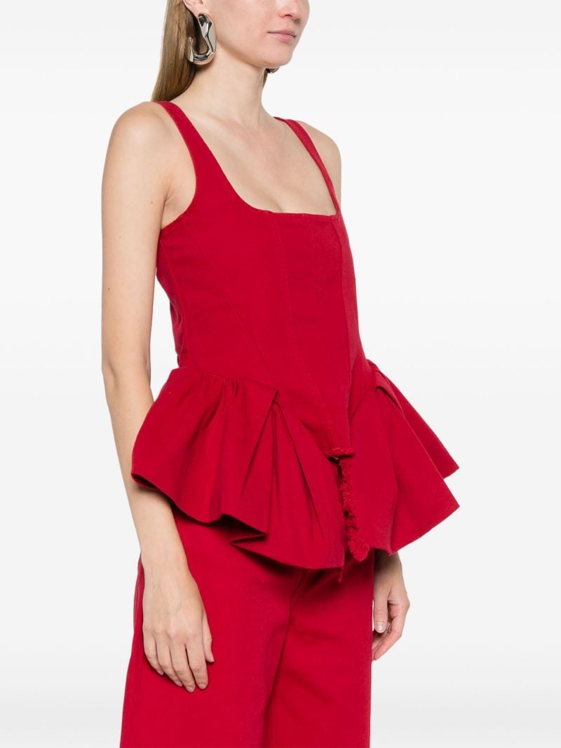 Red Cotton Peplum Corset