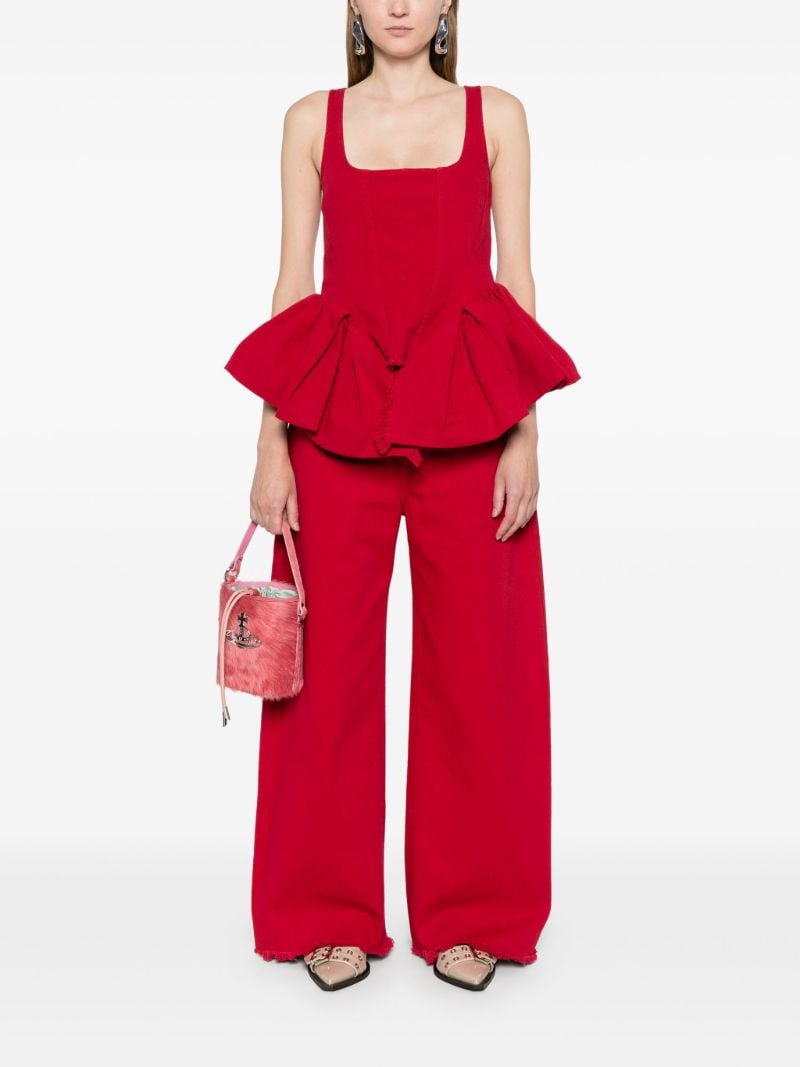 Red Cotton Peplum Corset