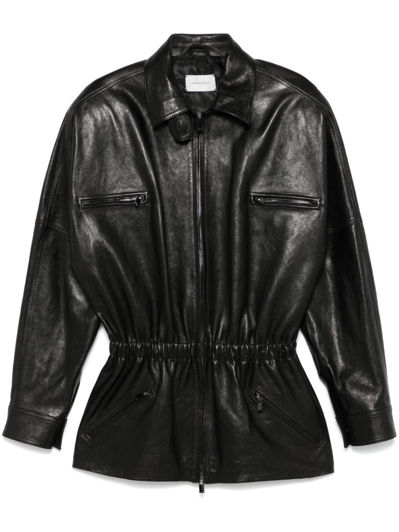 Elasticated Waistband Leather Jacket