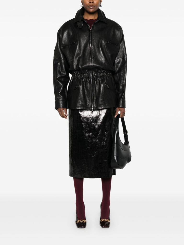 Elasticated Waistband Leather Jacket