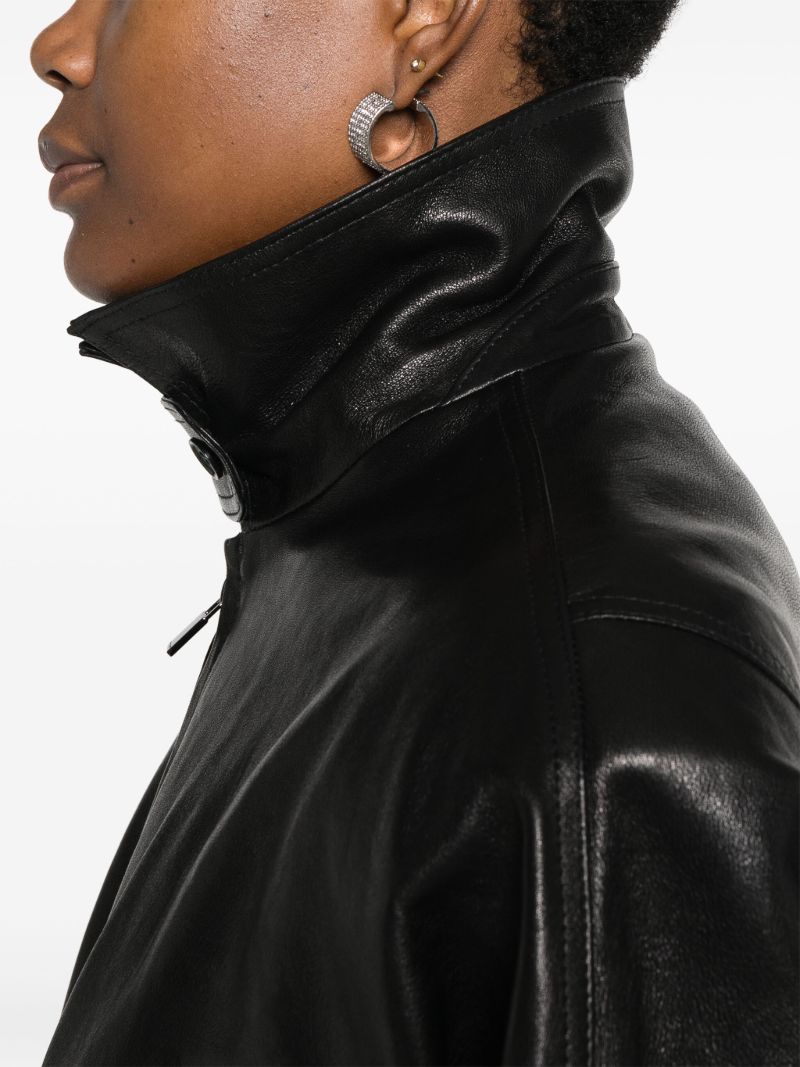 Elasticated Waistband Leather Jacket