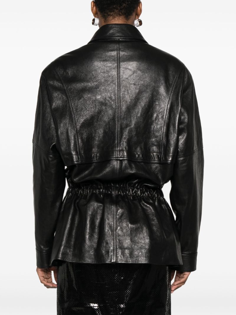Elasticated Waistband Leather Jacket