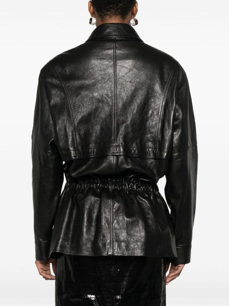 Elasticated Waistband Leather Jacket