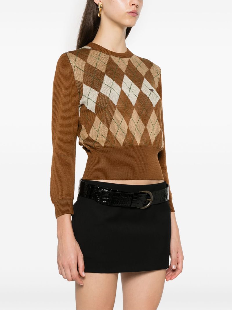 Argyle-knit Wool Sweater