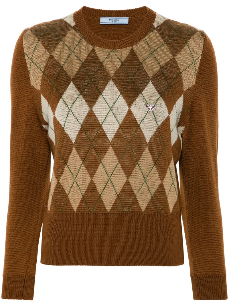 Argyle-knit Wool Sweater