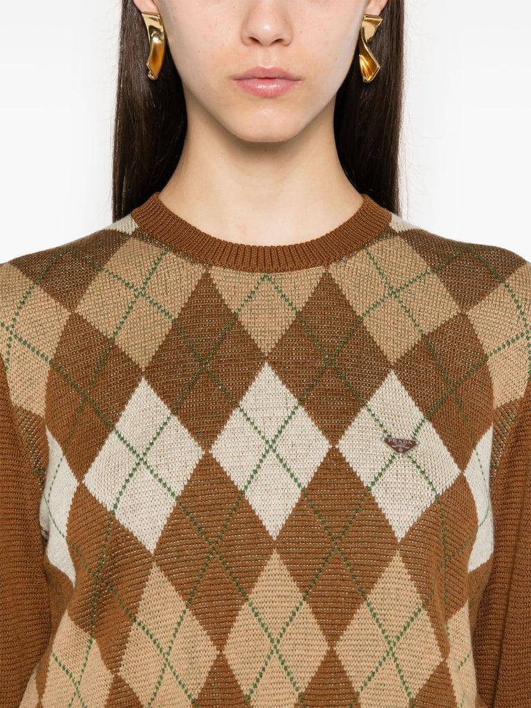 Argyle-knit Wool Sweater