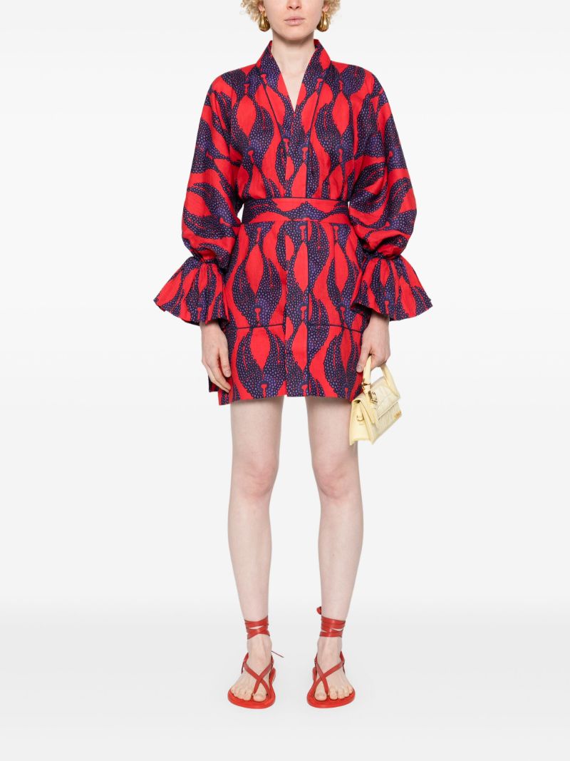 Red Ravello Linen Mini Dress