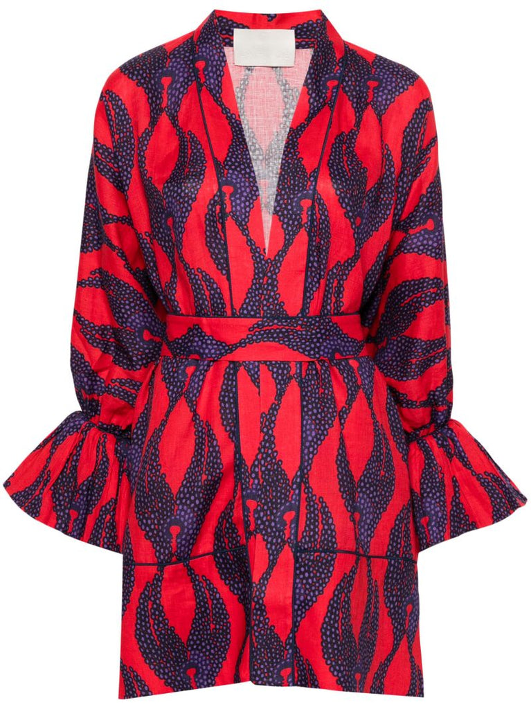 Red Ravello Linen Mini Dress