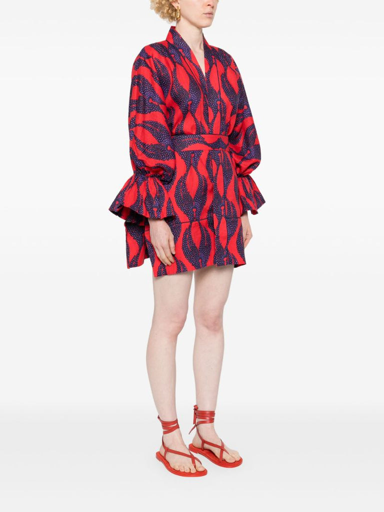 Red Ravello Linen Mini Dress