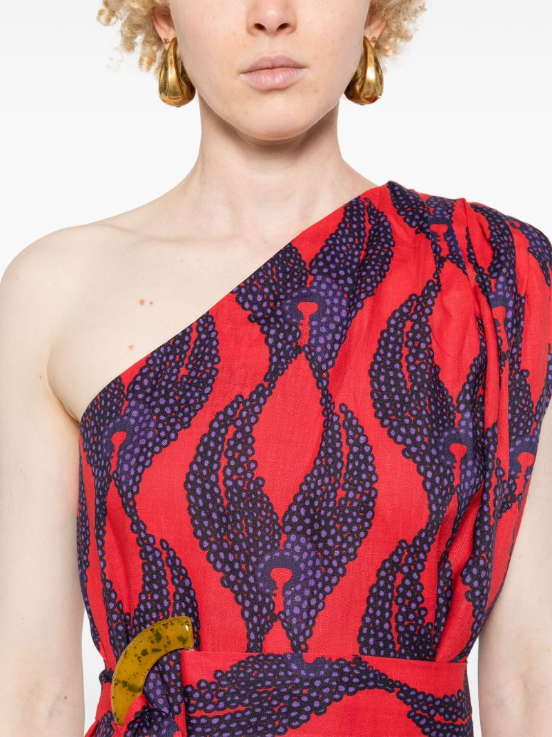 Red Ravello One-shoulder Dress