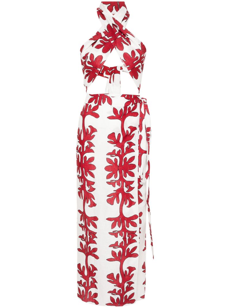 Red Tuscany Cotton Skirt and Top Set