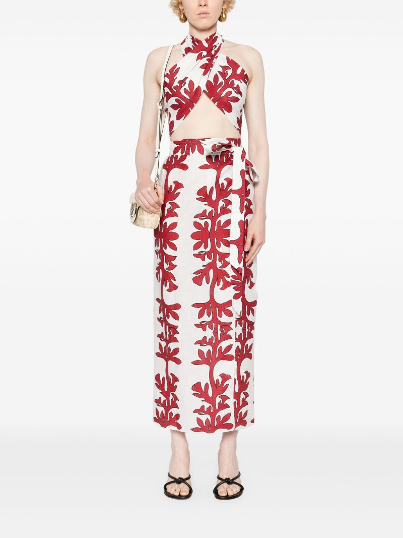 Red Tuscany Cotton Skirt and Top Set