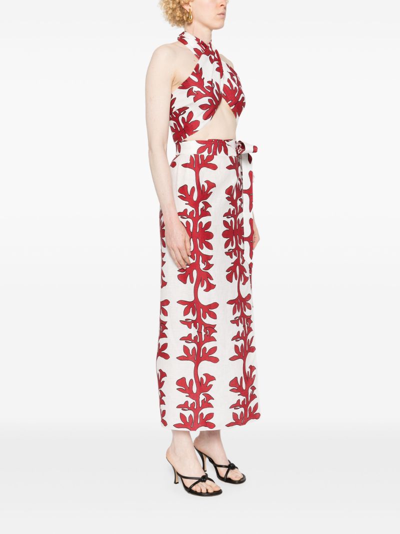 Red Tuscany Cotton Skirt and Top Set