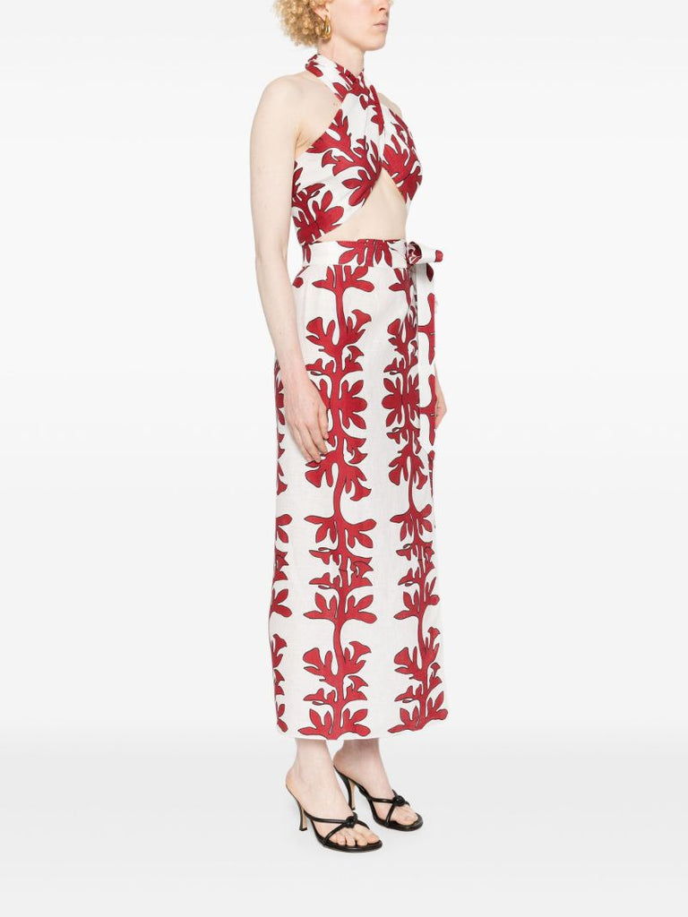 Red Tuscany Cotton Skirt and Top Set