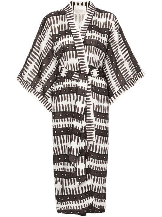 Brown Kenya Belted Linen Dress