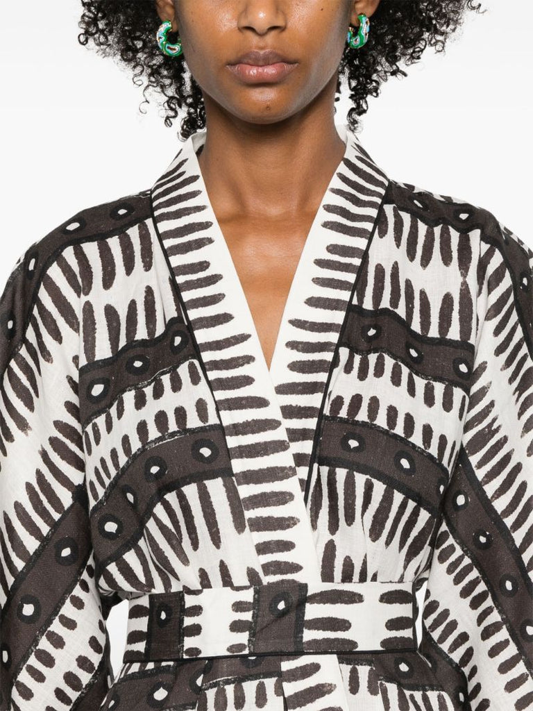 Brown Kenya Belted Linen Dress