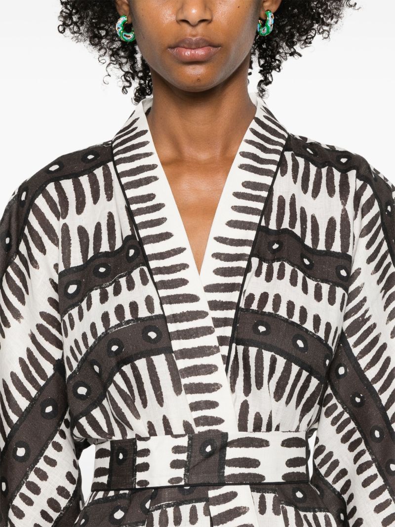 Brown Kenya Belted Linen Dress