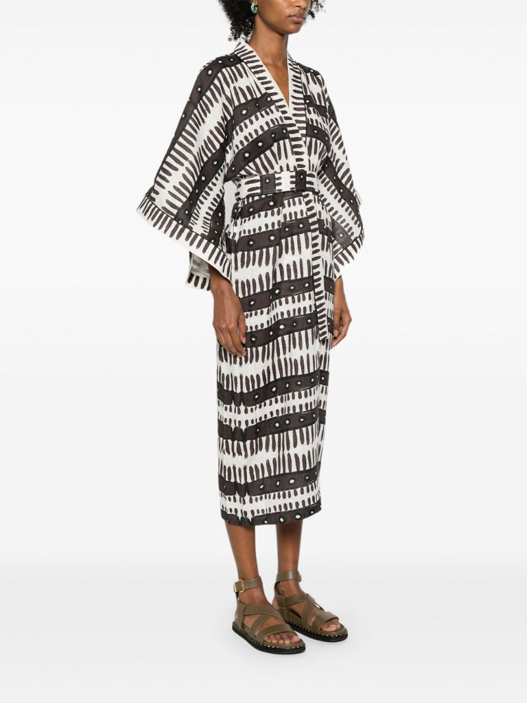 Brown Kenya Belted Linen Dress