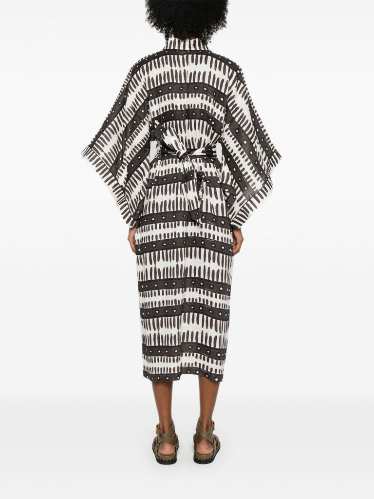 Brown Kenya Belted Linen Dress
