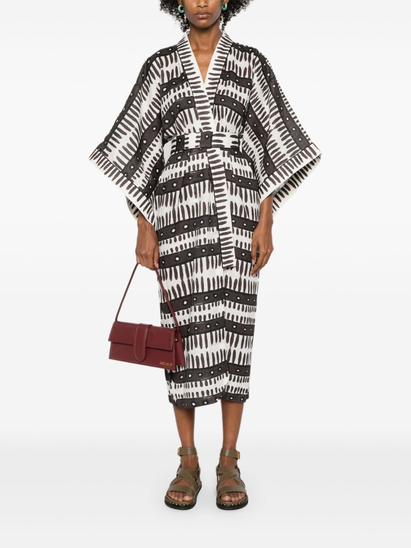 Brown Kenya Belted Linen Dress