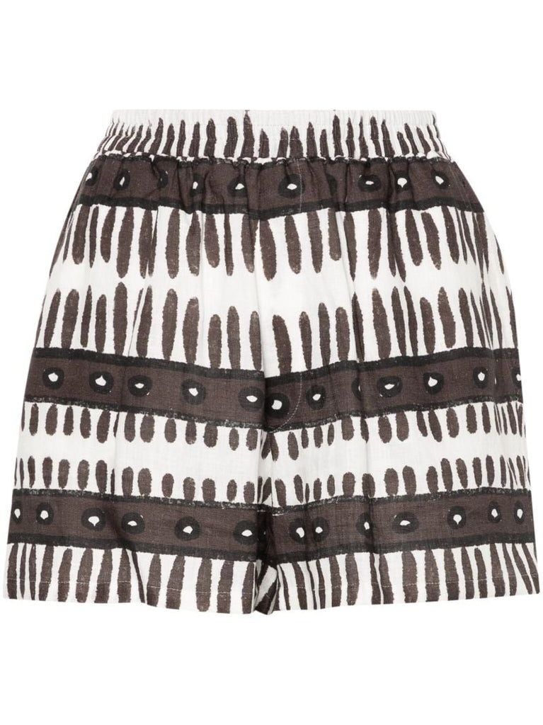 Brown Kenya Linen Mini Shorts