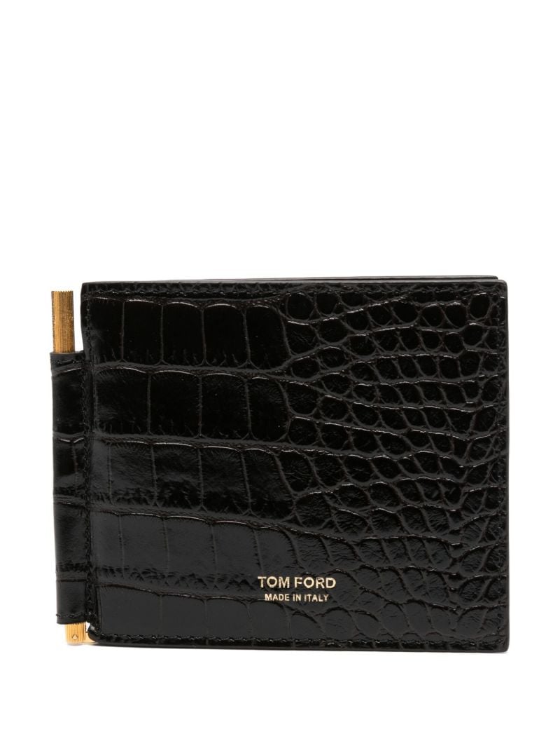 Croc-printed Money-clip Wallet