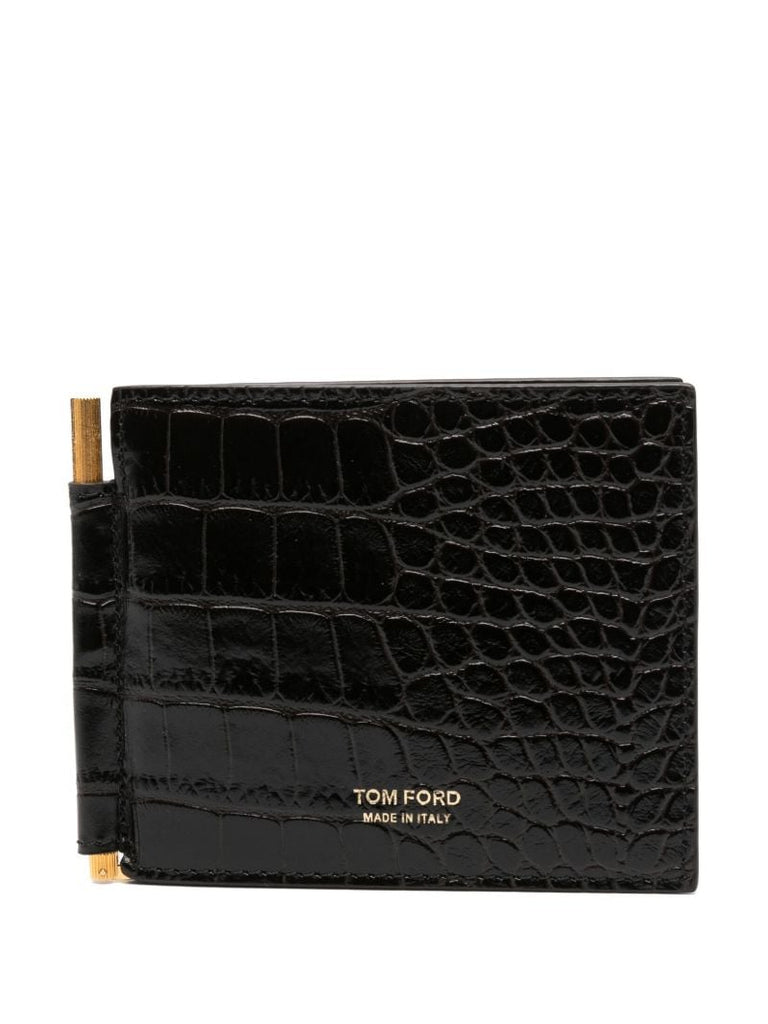 Croc-printed Money-clip Wallet