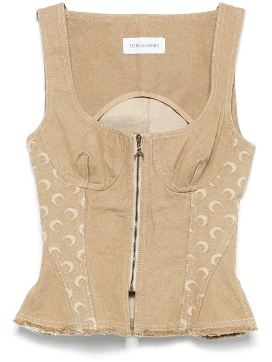 Moon Jacquard Twill Corset Top