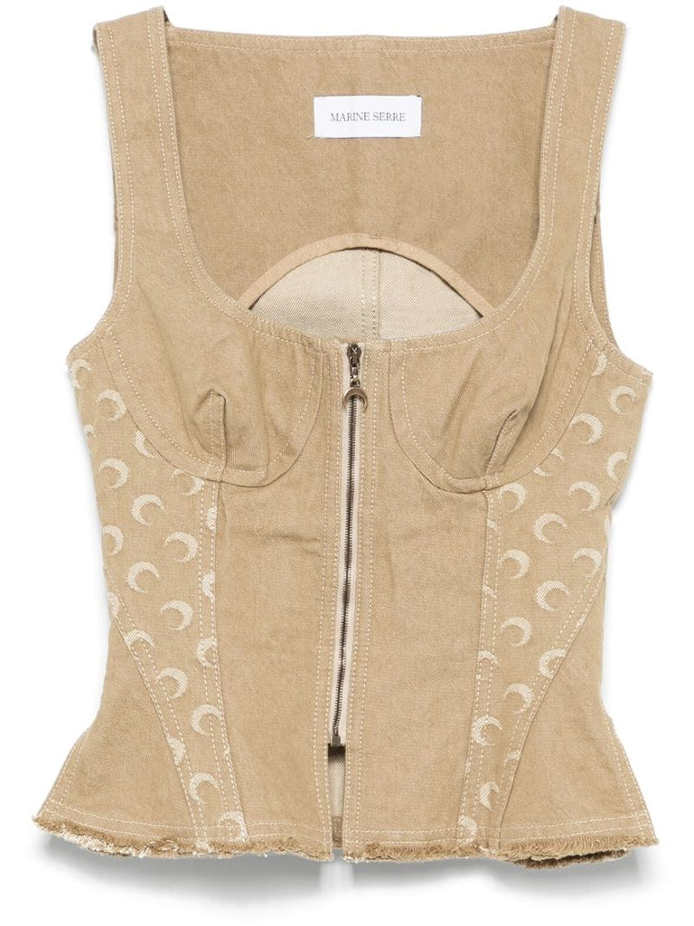 Moon Jacquard Twill Corset Top