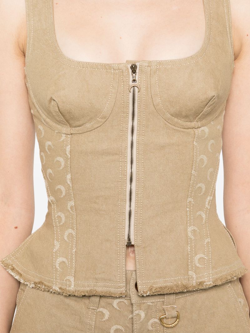 Moon Jacquard Twill Corset Top