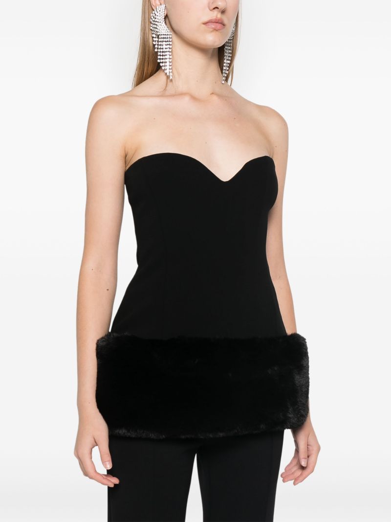Faux-fur Trim Strapless Top