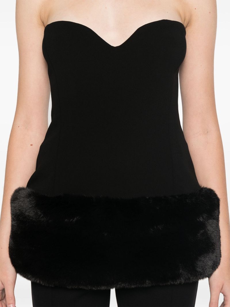 Faux-fur Trim Strapless Top