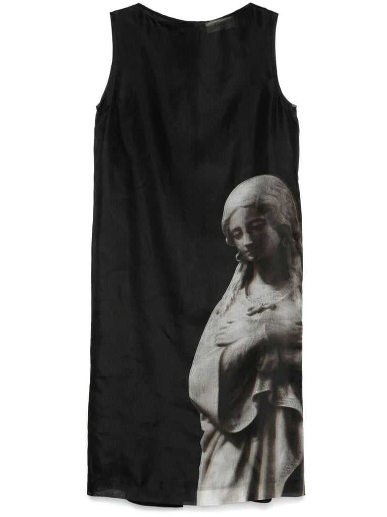 Printed Organza Midi Dress