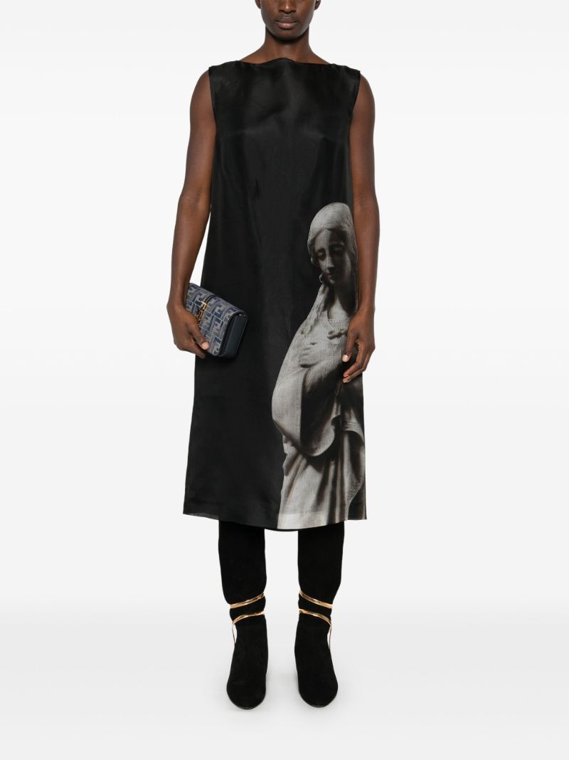 Printed Organza Midi Dress