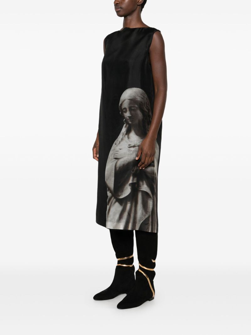 Printed Organza Midi Dress