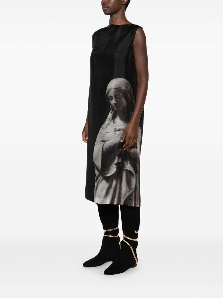 Printed Organza Midi Dress