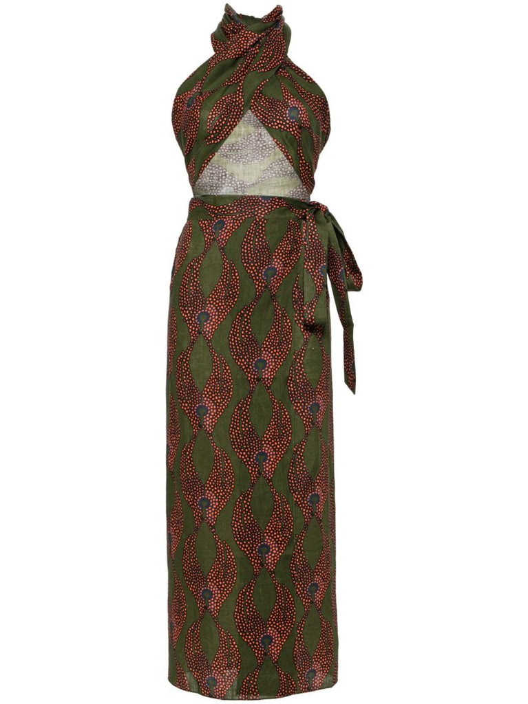 Green Ravello Linen Wrap Skirt