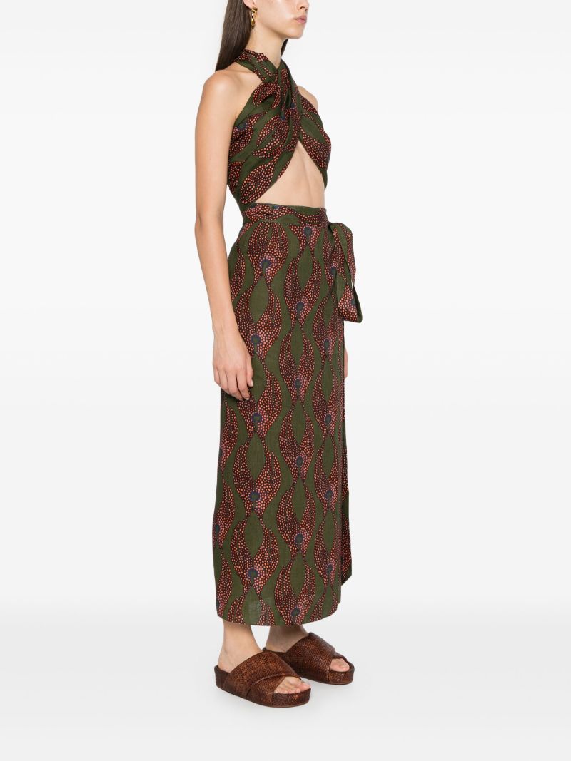 Green Ravello Linen Wrap Skirt