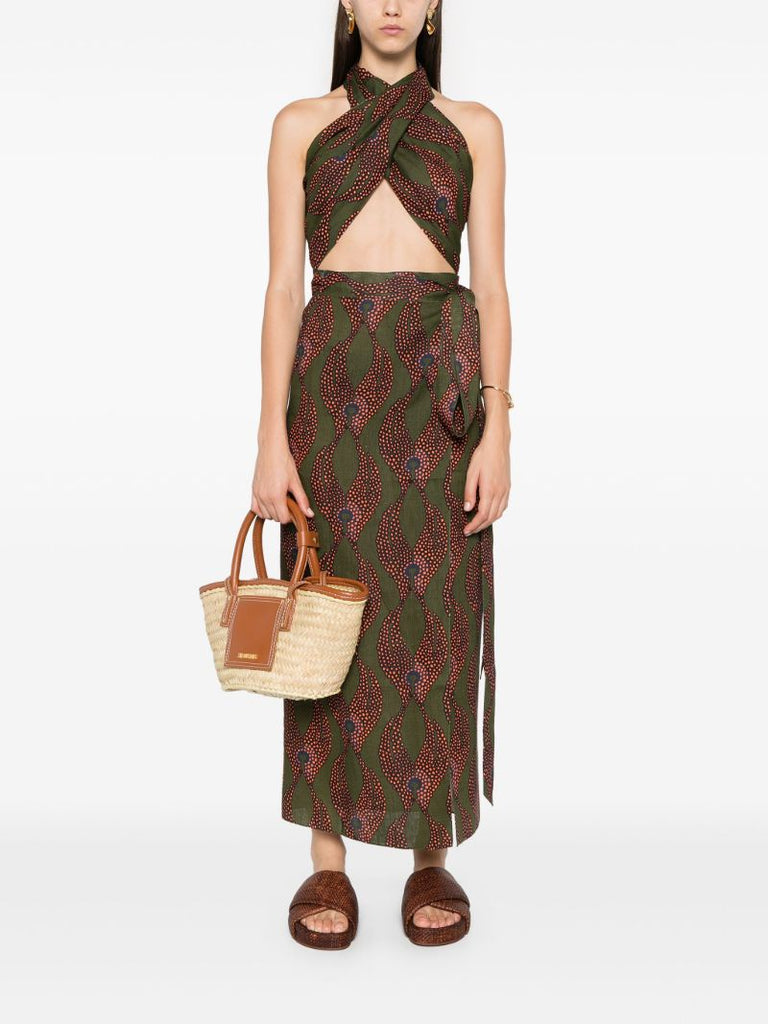 Green Ravello Linen Wrap Skirt