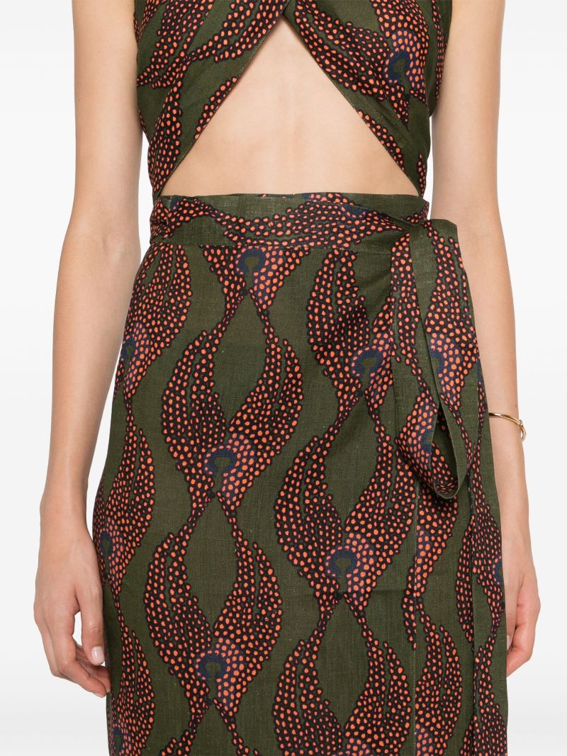 Green Ravello Linen Wrap Skirt